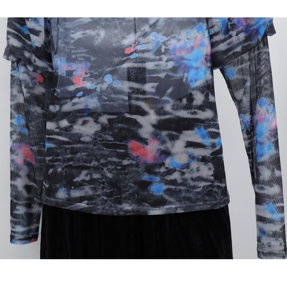 NWT Scarlet Darkness Puffed Sleeve Ruched‎ Soft Mesh Top Black 2X Goth - Picture 6 of 9